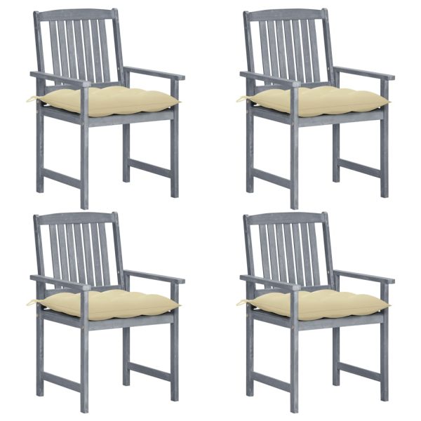 Cadeiras de jardim com almofadões 4 pcs acácia maciça cinza