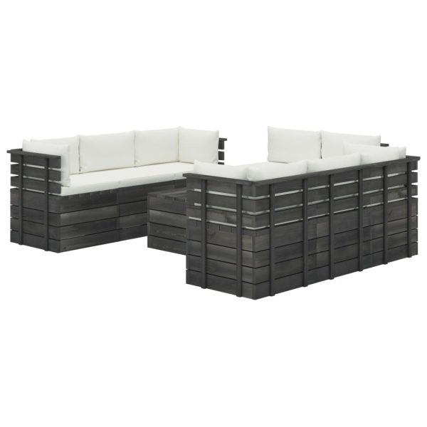 9 pcs conjunto lounge de paletes + almofadões madeira de pinho