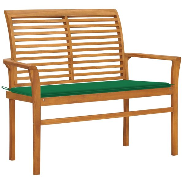 Banco de jardim c/ almofadão verde 112 cm teca maciça