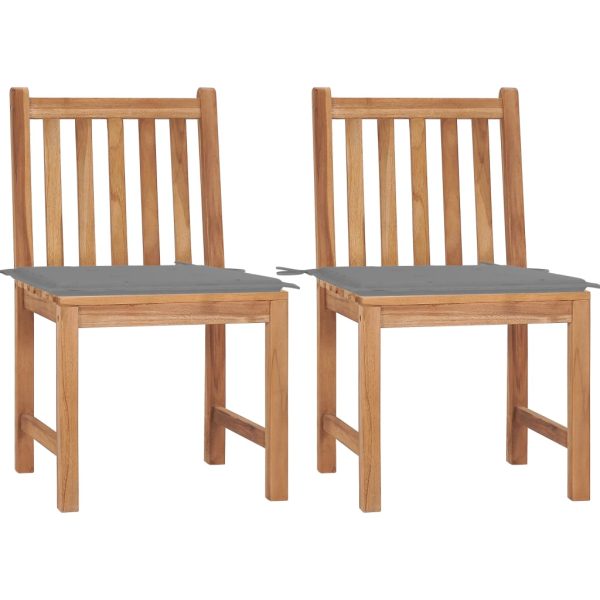 Cadeiras de jardim c/ almofadões 2 pcs teca maciça