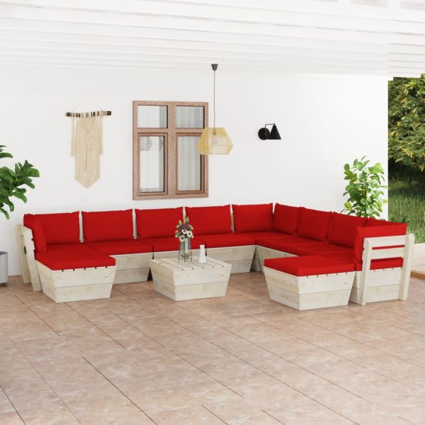 11 pcs conjunto lounge de paletes + almofadões madeira de abeto