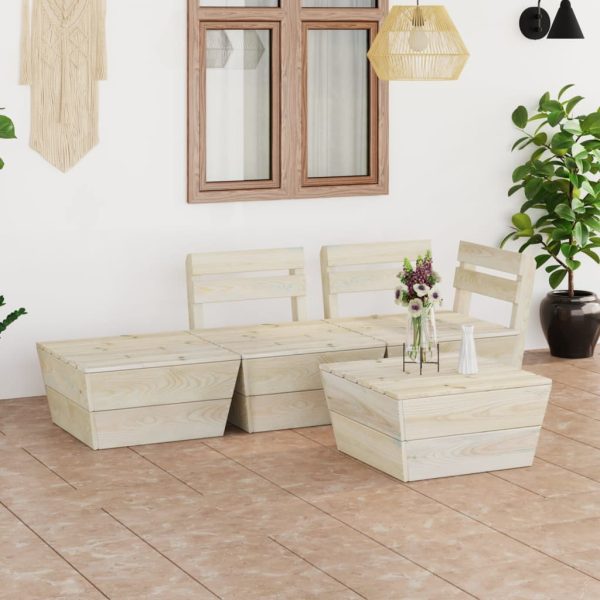 4 pcs conjunto lounge de paletes madeira de abeto impregnada