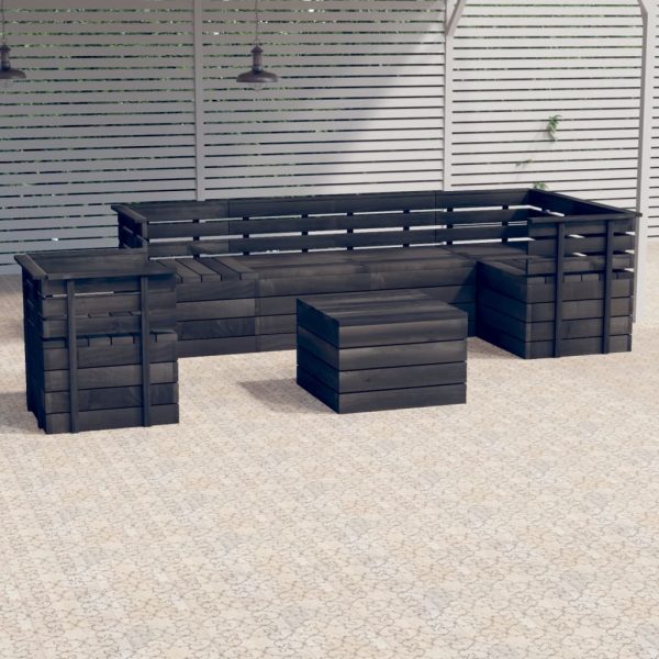 7 pcs conjunto lounge de paletes pinho maciço cinzento-escuro