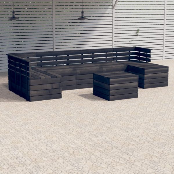 8 pcs conj. lounge de paletes p/ jardim pinho cinzento-escuro