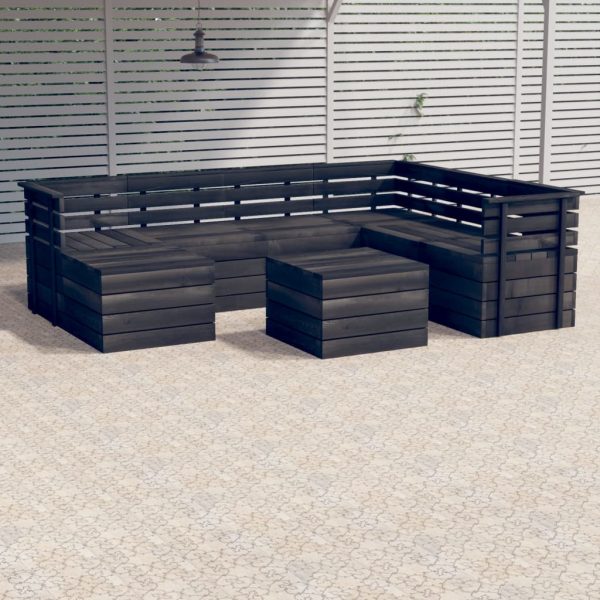 8 pcs conj. lounge de paletes p/ jardim pinho cinzento-escuro