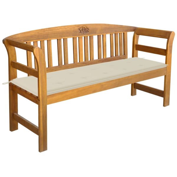 Banco de jardim com almofadão 157 cm madeira de acácia maciça