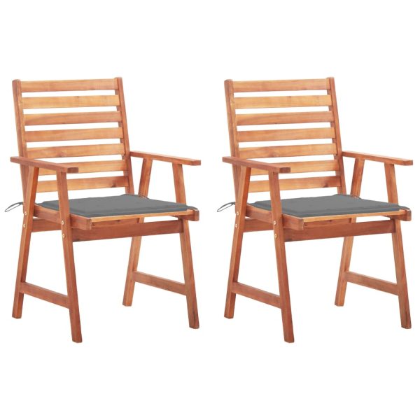 Cadeiras de jantar p/ jardim 2 pcs c/ almofadões acácia maciça