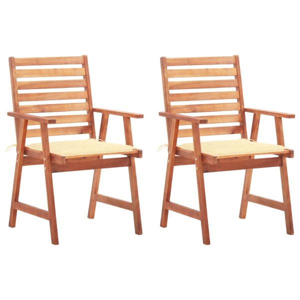 Cadeiras de jantar p/ jardim 2 pcs c/ almofadões acácia maciça