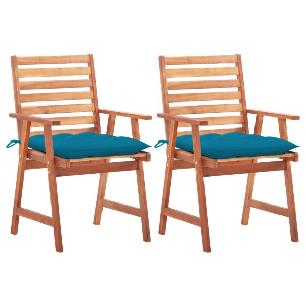 Cadeiras de jantar p/ jardim 2 pcs c/ almofadões acácia maciça