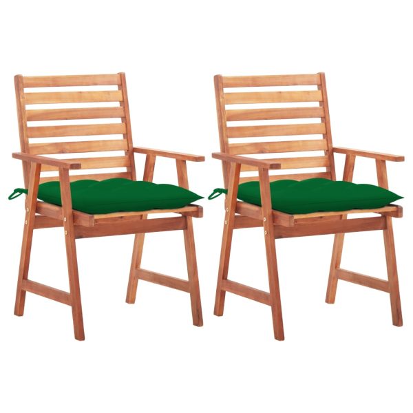 Cadeiras de jantar p/ jardim 2 pcs c/ almofadões acácia maciça