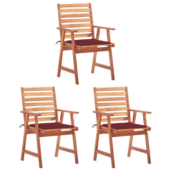 Cadeiras de jantar p/ jardim 3 pcs c/ almofadões acácia maciça