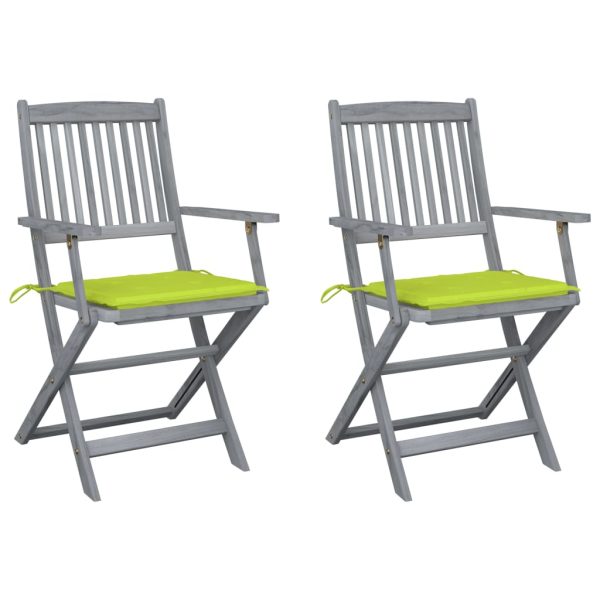 Cadeiras exterior dobráveis c/ almofadões 2 pcs acácia maciça