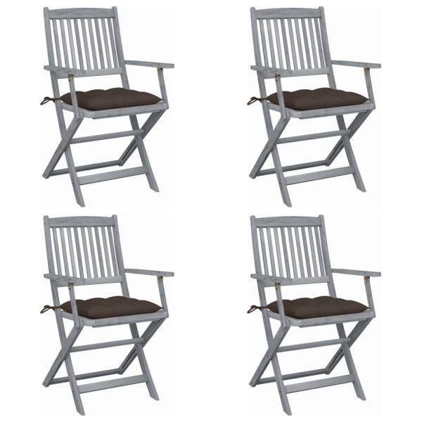 Cadeiras exterior dobráveis c/ almofadões 4 pcs acácia maciça