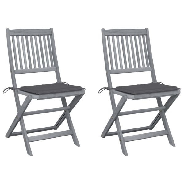 Cadeiras exterior dobráveis c/ almofadões 2 pcs acácia maciça