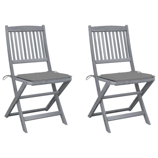 Cadeiras exterior dobráveis c/ almofadões 2 pcs acácia maciça