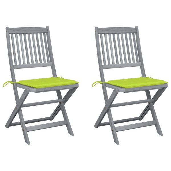 Cadeiras exterior dobráveis c/ almofadões 2 pcs acácia maciça