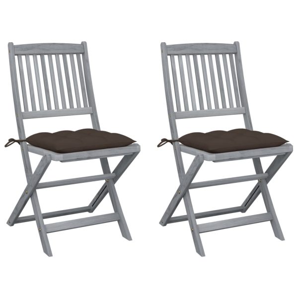 Cadeiras exterior dobráveis c/ almofadões 2 pcs acácia maciça