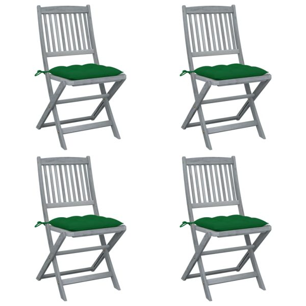 Cadeiras exterior dobráveis c/ almofadões 4 pcs acácia maciça