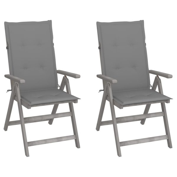 Cadeiras jardim reclináveis c/ almofadões 2 pcs acácia maciça