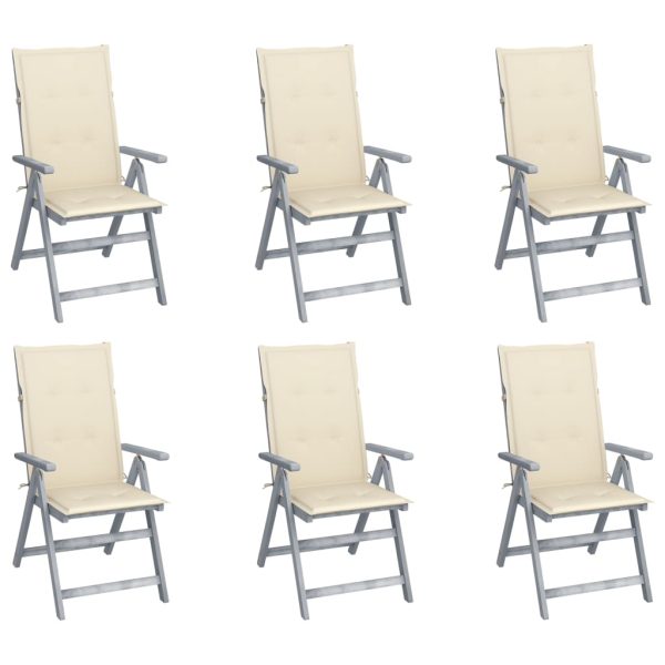 Cadeiras jardim reclináveis c/ almofadões 6 pcs acácia maciça