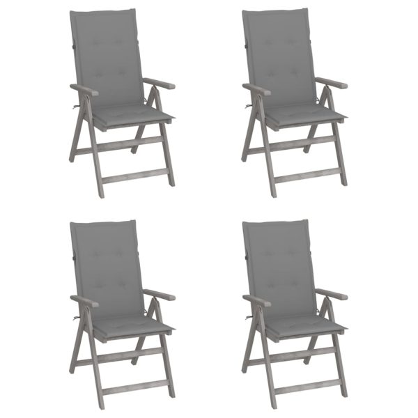 Cadeiras jardim reclináveis c/ almofadões 4 pcs acácia maciça