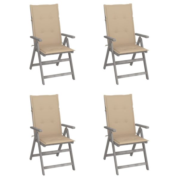 Cadeiras jardim reclináveis c/ almofadões 4 pcs acácia maciça