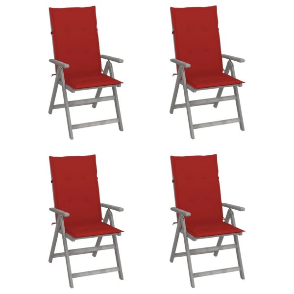 Cadeiras jardim reclináveis c/ almofadões 4 pcs acácia maciça