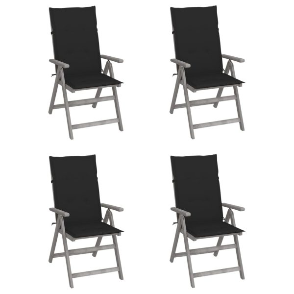 Cadeiras jardim reclináveis c/ almofadões 4 pcs acácia maciça
