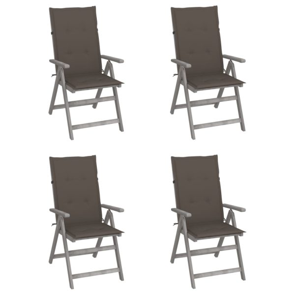 Cadeiras jardim reclináveis c/ almofadões 4 pcs acácia maciça