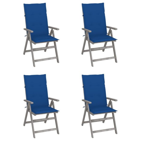Cadeiras jardim reclináveis c/ almofadões 4 pcs acácia maciça