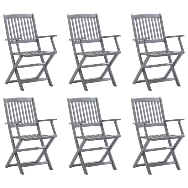 Cadeiras de exterior dobráveis 6 pcs madeira de acácia maciça