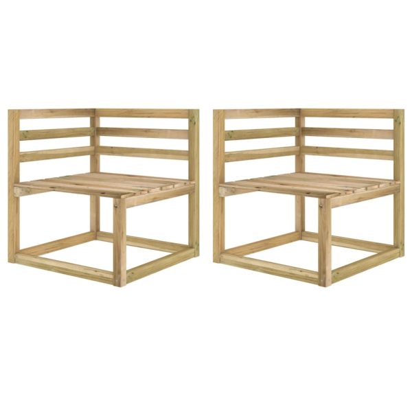Sofás de canto paletes p/ jardim 2 pcs pinho impregnado a verde