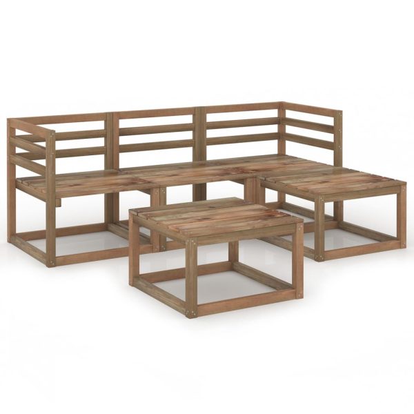 Conjunto lounge p/ jardim 5 pcs pinho impregnado castanho