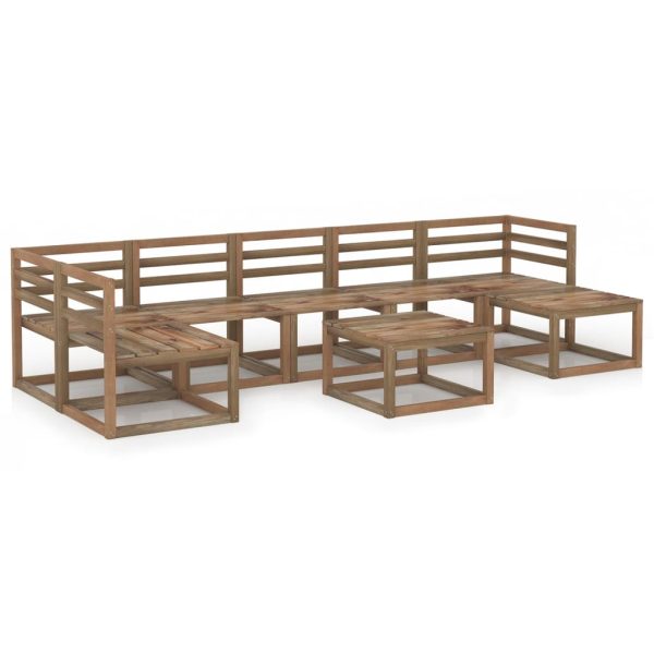 8 pcs conj. lounge jardim madeira de pinho impregnada castanho