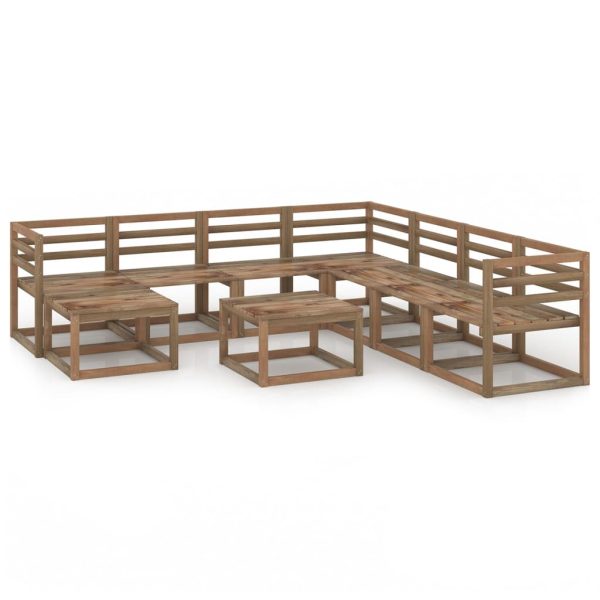 9 pcs conj. lounge jardim madeira de pinho impregnada castanho
