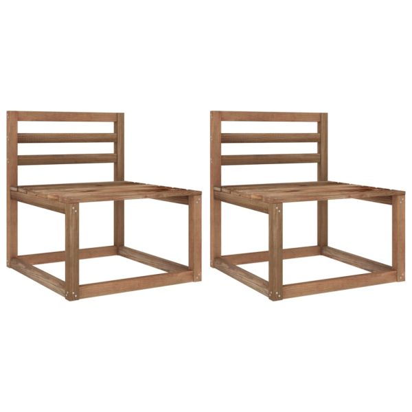 Sofás de centro paletes p/ jardim 2 pcs pinho impreg. castanho