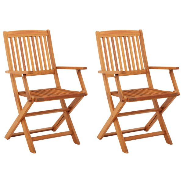 Cadeiras de jardim dobráveis 2 pcs eucalipto maciço