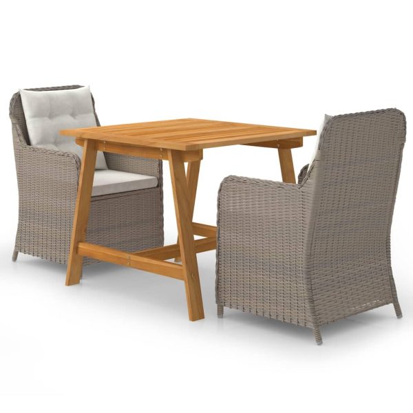 3 pcs conjunto de jantar para jardim castanho