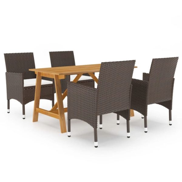 5 pcs conjunto de jantar para jardim castanho