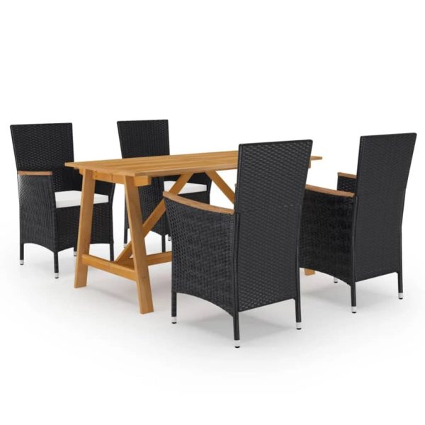5 pcs conjunto de jantar para jardim preto