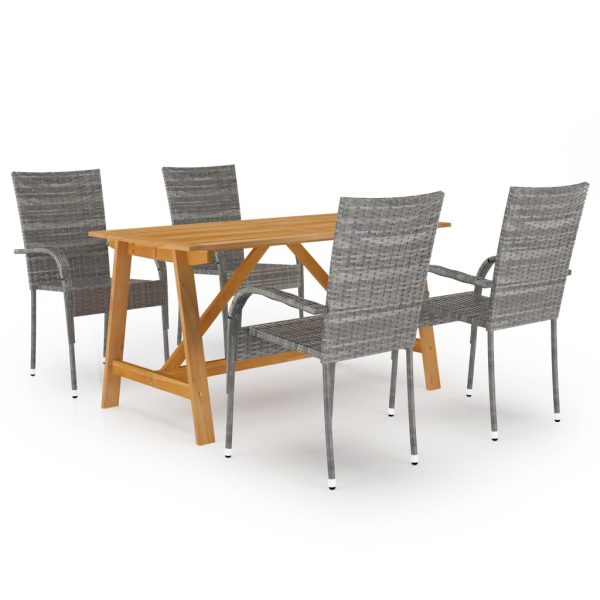 5 pcs conjunto de jantar para jardim cinzento