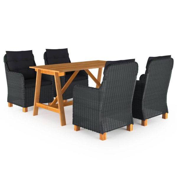 5 pcs conjunto de jantar para jardim cinzento-escuro