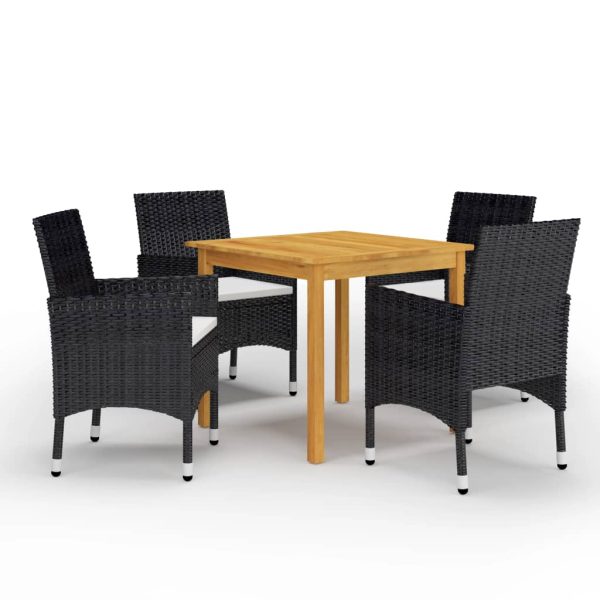 5 pcs conjunto de jantar para jardim preto