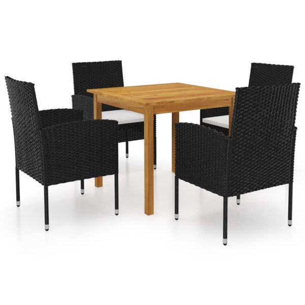 5 pcs conjunto de jantar para jardim preto