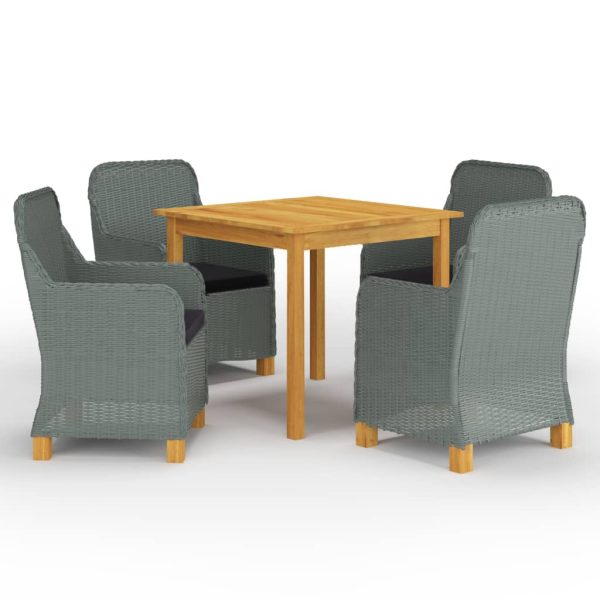 5 pcs conjunto de jantar para jardim cinzento-claro