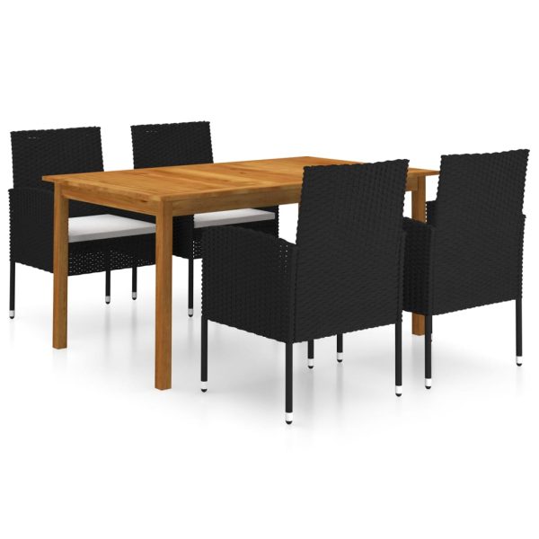 5 pcs conjunto de jantar para jardim preto