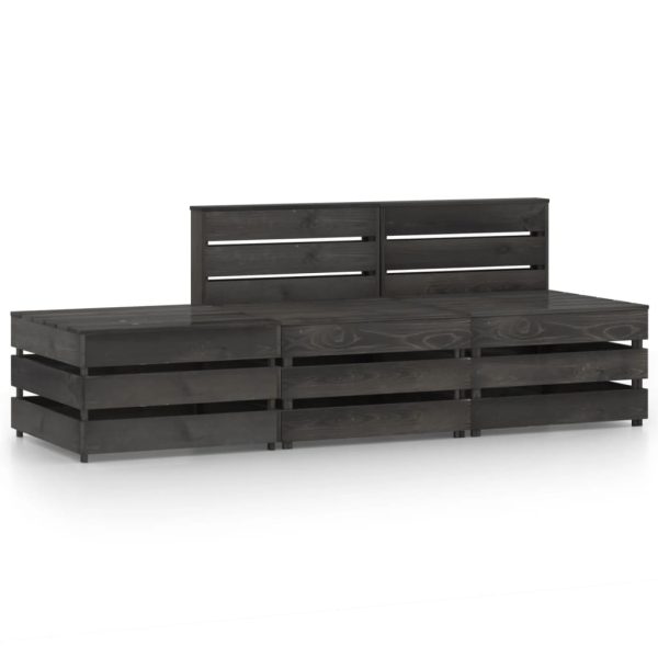 3 pcs conjunto lounge de jardim pinho impregnado cinzento