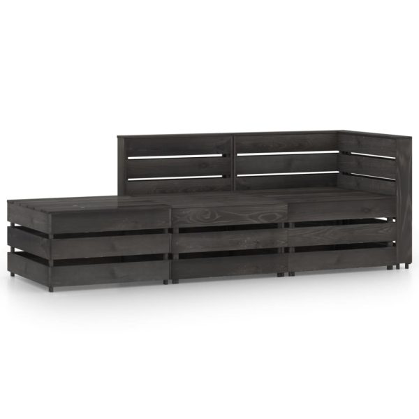 3 pcs conjunto lounge de jardim pinho impregnado cinzento