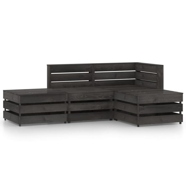 4 pcs conjunto lounge de jardim pinho impregnado cinzento