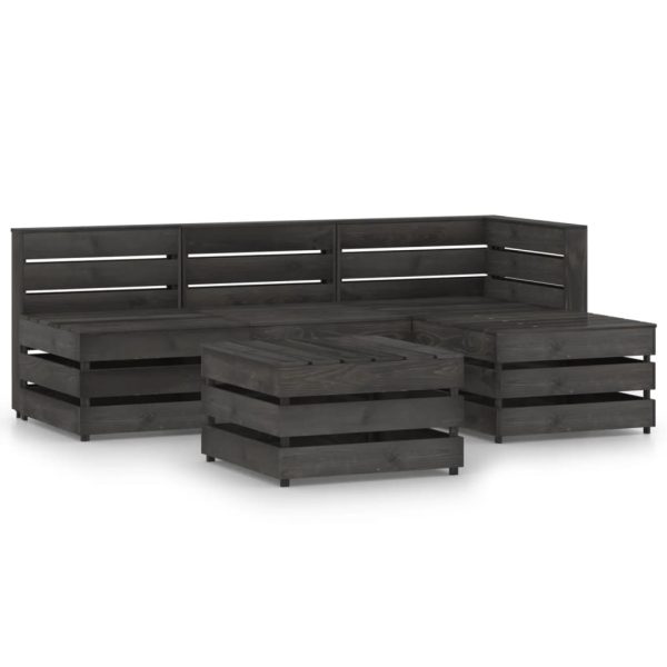 5 pcs conjunto lounge de jardim pinho impregnado cinzento